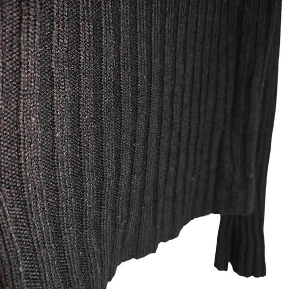 5.525 Wool Blend Black Turtle Neck Ribbed Sweater - Picture 2 of 7